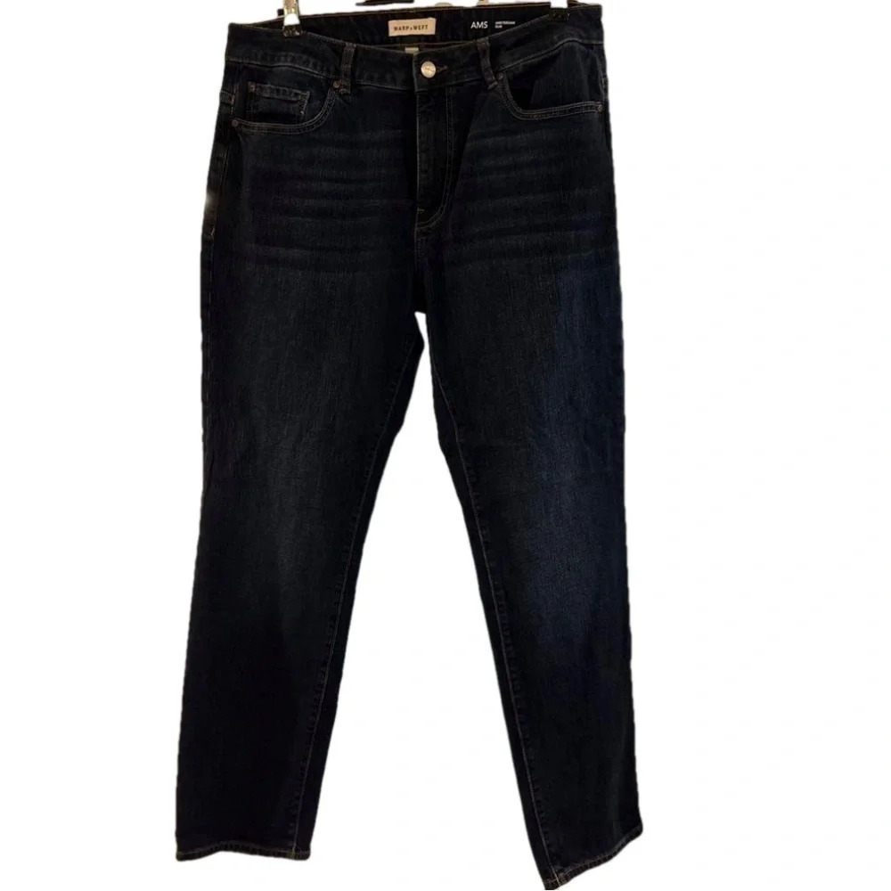 Warp + Weft Men's Dark Wash Stretch Jeans 36 Slim Straight Denim